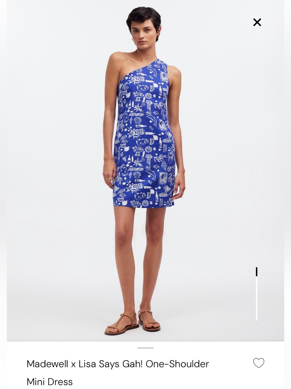Madewell Blue One-Shoulder Printed Mini Dress